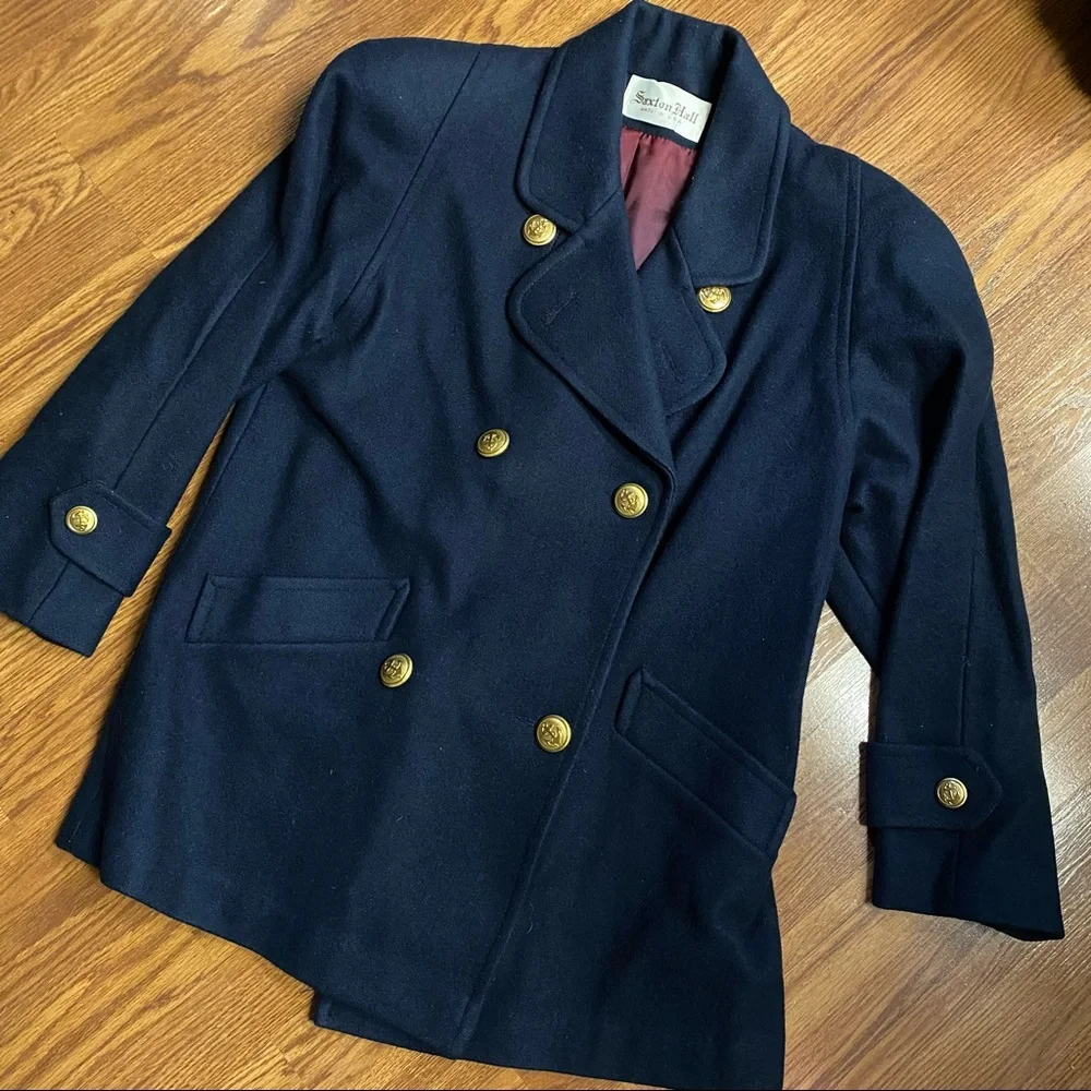 Vintage 70’s Navy Anchor Coat Wool Pea Coat Military Jacket - Picture 6 of 14
